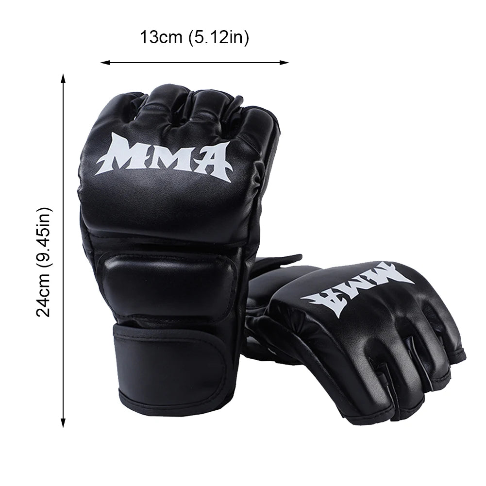 Unisex Kickboxing Gloves PU Leather Sparring Punching Gloves Wear Resistant Fingerless for Boxing Kickboxing Muay Thai MMA