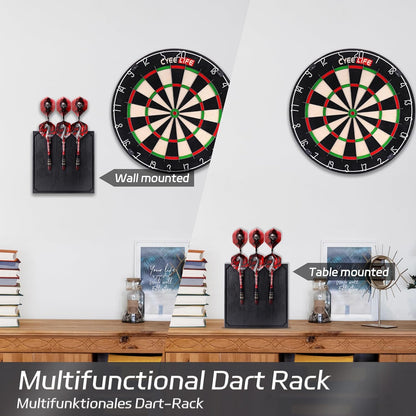 Wall Mounted Darts Holder/Stand,Displays 6 Set of Steel/Soft Tip Darts,Compatible with All Sisal & Electronic Dartboards, Surrounds & Cabinets