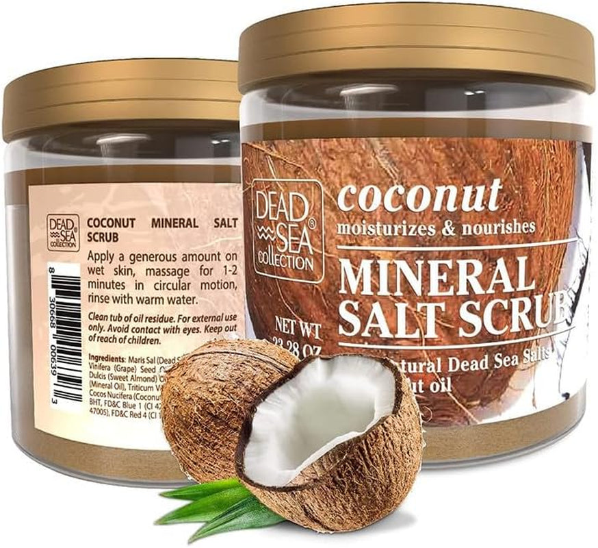 Body Scrub with Coconut Oil and Dead Sea Salt – Hydrating & Moisturising, Softening & Nourishing with Botanical Oils (660G)
