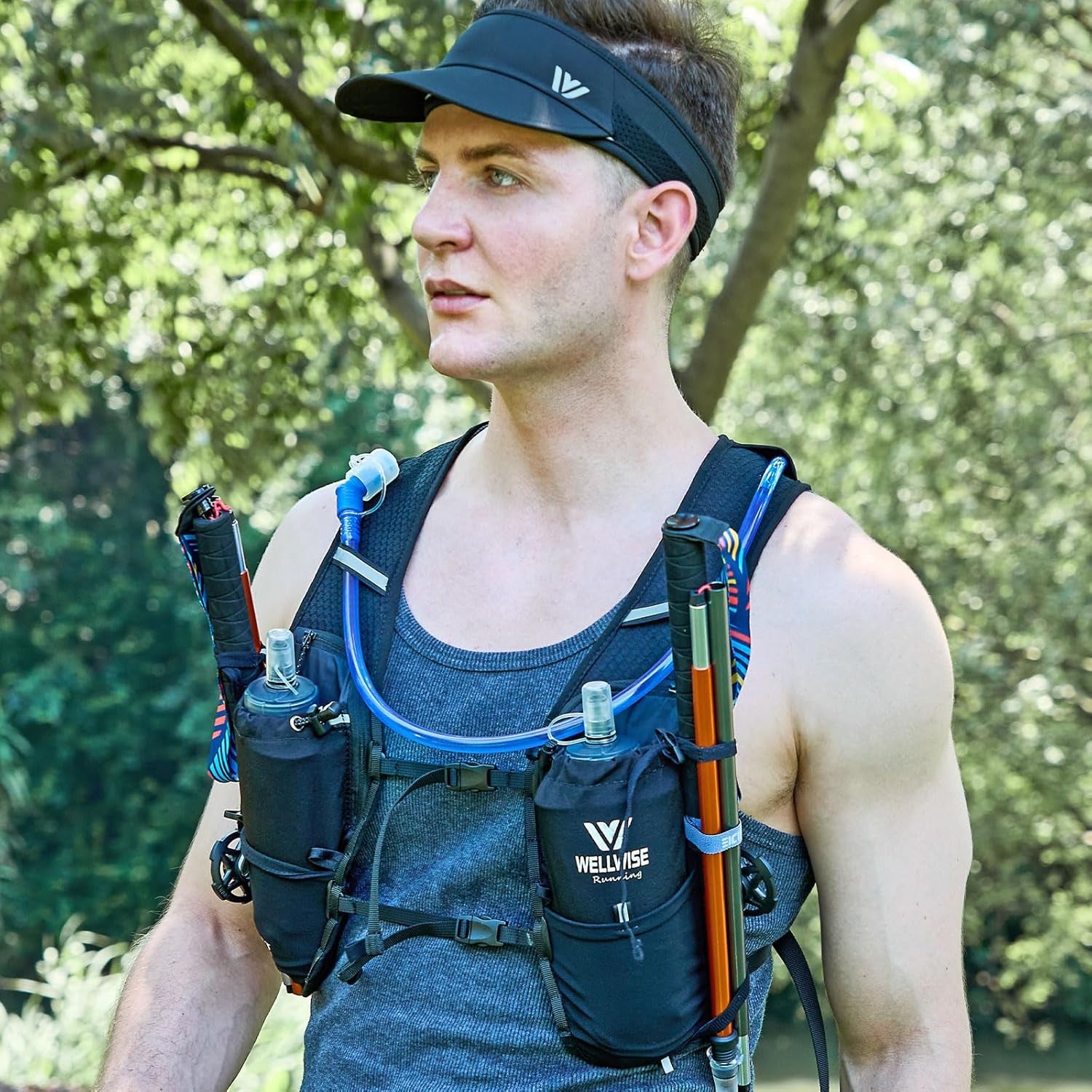 Lightweight Hydration Running Vest Backpack, Functional Hydration Vest Cycling,Running Backpack with 1.5L Water Bladder,Men Women Adjustable Water Running Vest