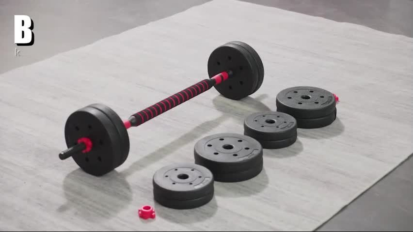 HOMCOM 25Kg Adjustable 2 in 1 Barbell Dumbbells Weight Set for Body Fitness