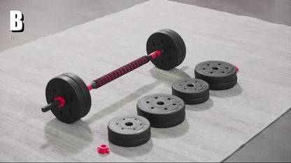 HOMCOM 25Kg Adjustable 2 in 1 Barbell Dumbbells Weight Set for Body Fitness