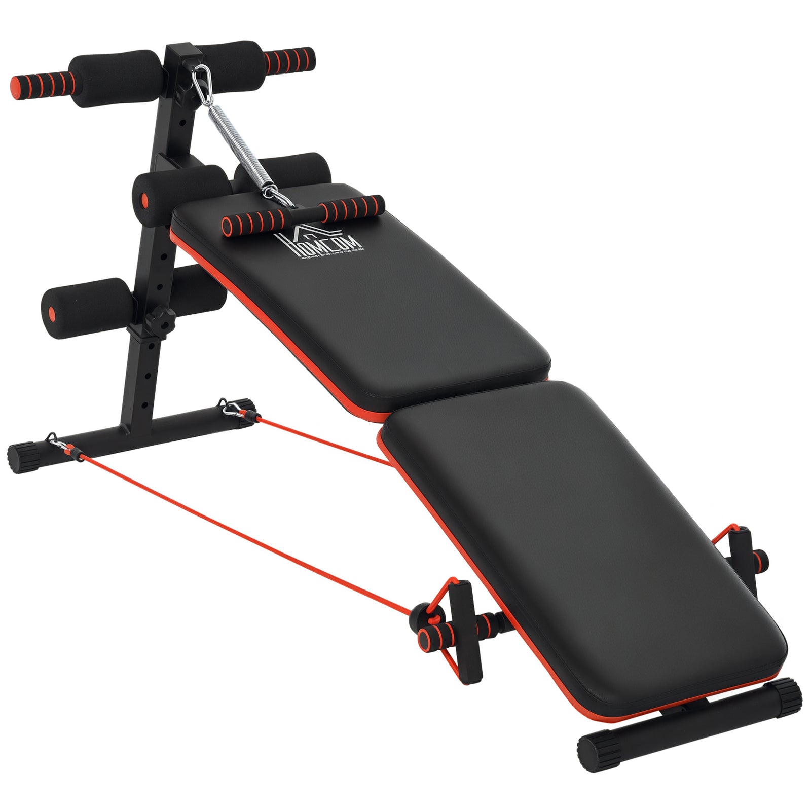 Foldable Sit up Bench Core Workout Fitness Home Gym Trainer W/ Arm Pulling Rope