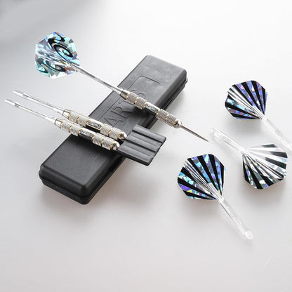 3 Pack Steel Tip Darts Set,Professional Dart with 6Pcs Darts Stems + 6Pcs Dart Flights + 1Pcs Dart Sharpener Tool for Dart Board