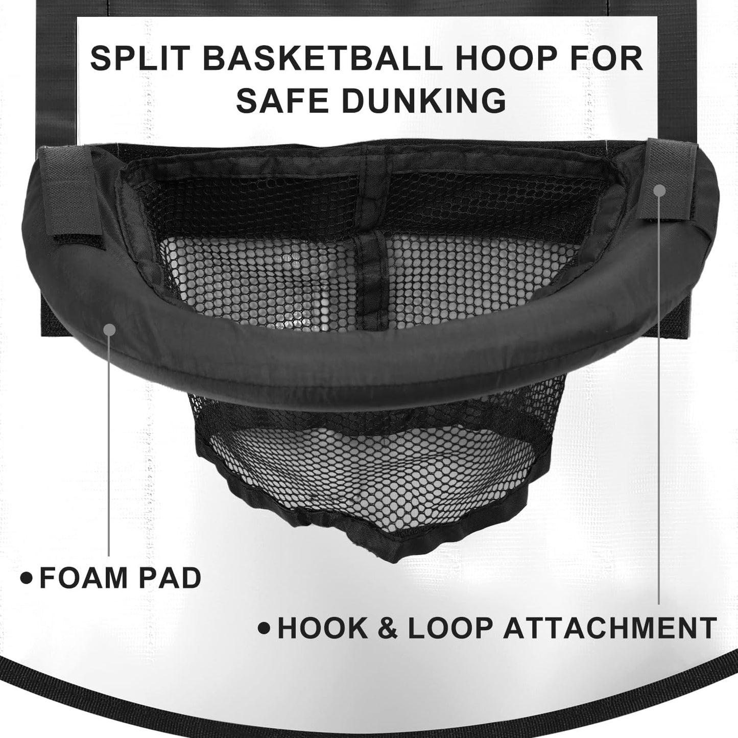 Trampoline Basketball Hoop, Breakaway Rim for Dunking Trampoline Basketball Attachment Goal Trampoline Accessory with Mini Basketballs for Basketball Lovers Kids Adults Indoor Outdoor Use
