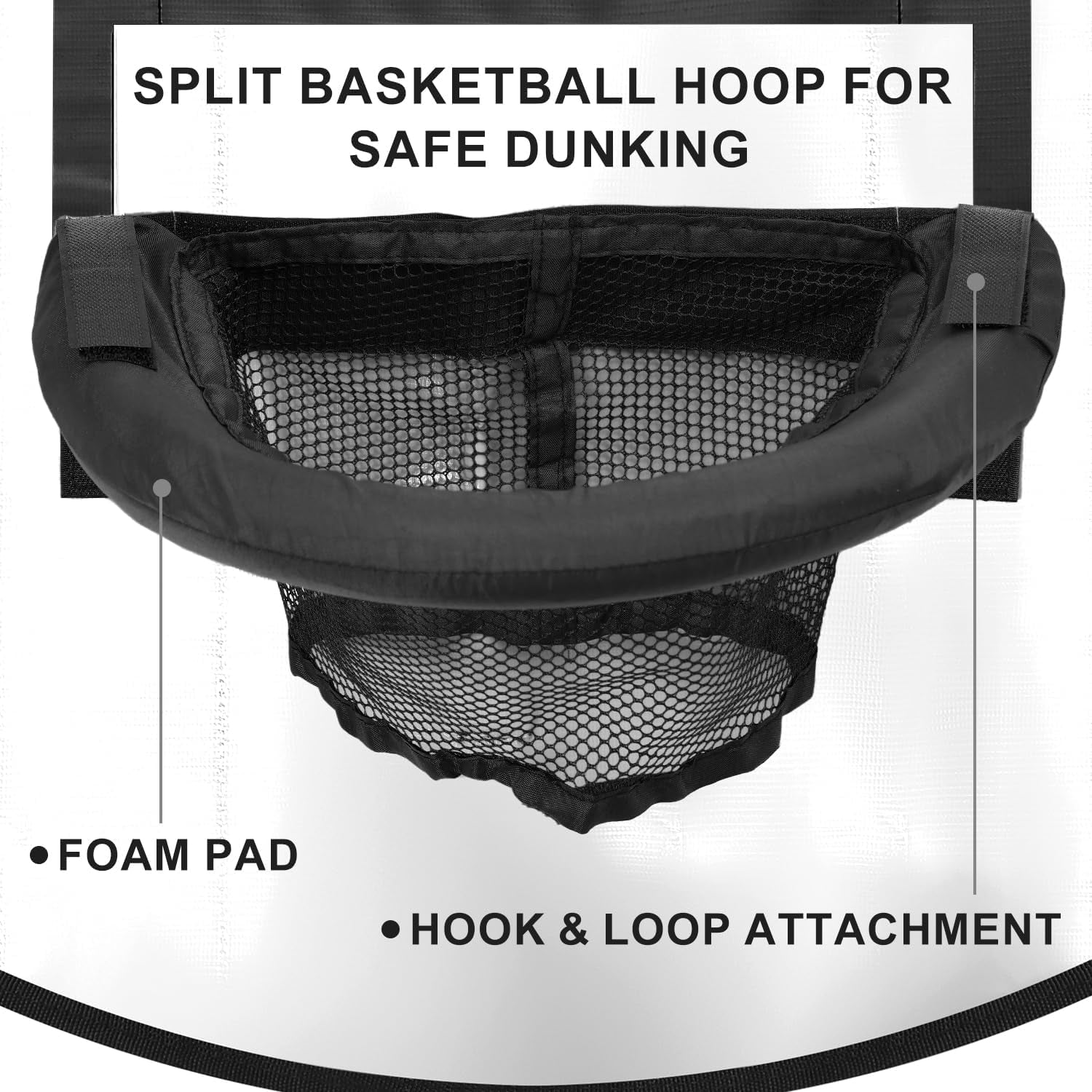 Trampoline Basketball Hoop, Breakaway Rim for Dunking Trampoline Basketball Attachment Goal Trampoline Accessory with Mini Basketballs for Basketball Lovers Kids Adults Indoor Outdoor Use