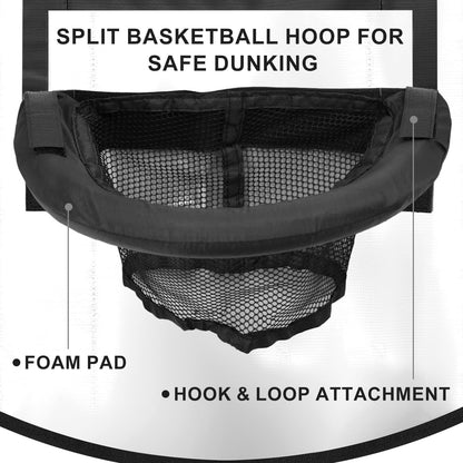 Trampoline Basketball Hoop, Breakaway Rim for Dunking Trampoline Basketball Attachment Goal Trampoline Accessory with Mini Basketballs for Basketball Lovers Kids Adults Indoor Outdoor Use