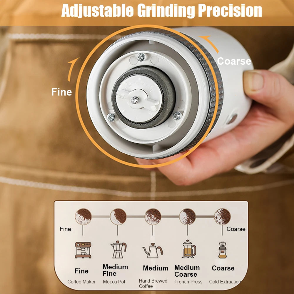 13W 200Ml Rechargeable Electric Burr Coffee Grinder Portable Adjustable Setting Cordless Coffee Bean Grinder with Cleaning Brush