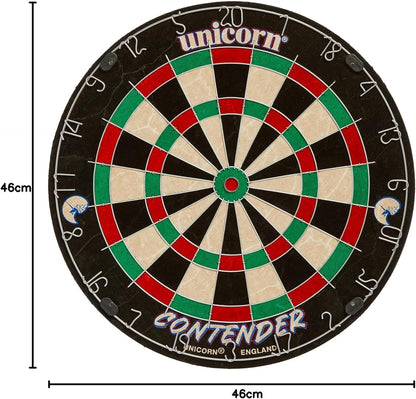 Easy Score Dartboard Darts Board | Contender Fun Learning Beginner Trainer | 2 X Bigger Trebles & Doubles | Competition Quality Sisal Bristle Board | round Wire Spider