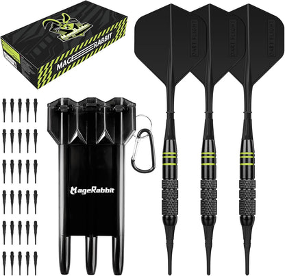 Soft Tip Dart 3Pcs,Dart Plastic Tip Set with Extra 30 Pcs Soft Tips+Dart Carry Box, Durable Moulded Flights, Electronic Darts,Dart for Electronic Dartboard