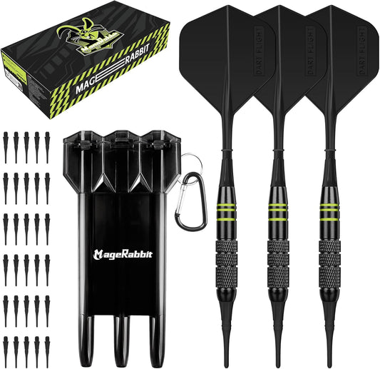 Soft Tip Dart 3Pcs,Dart Plastic Tip Set with Extra 30 Pcs Soft Tips+Dart Carry Box, Durable Moulded Flights, Electronic Darts,Dart for Electronic Dartboard