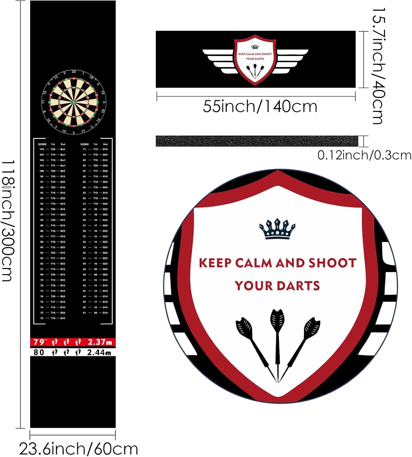 Darts Floor Mat Darts Throw Line Mat Darts Oche Mat Rubber Dart Mat Non Slip Carpet Mat Darts Checkout Mat Shot Darts Heavy Duty Dart Mat